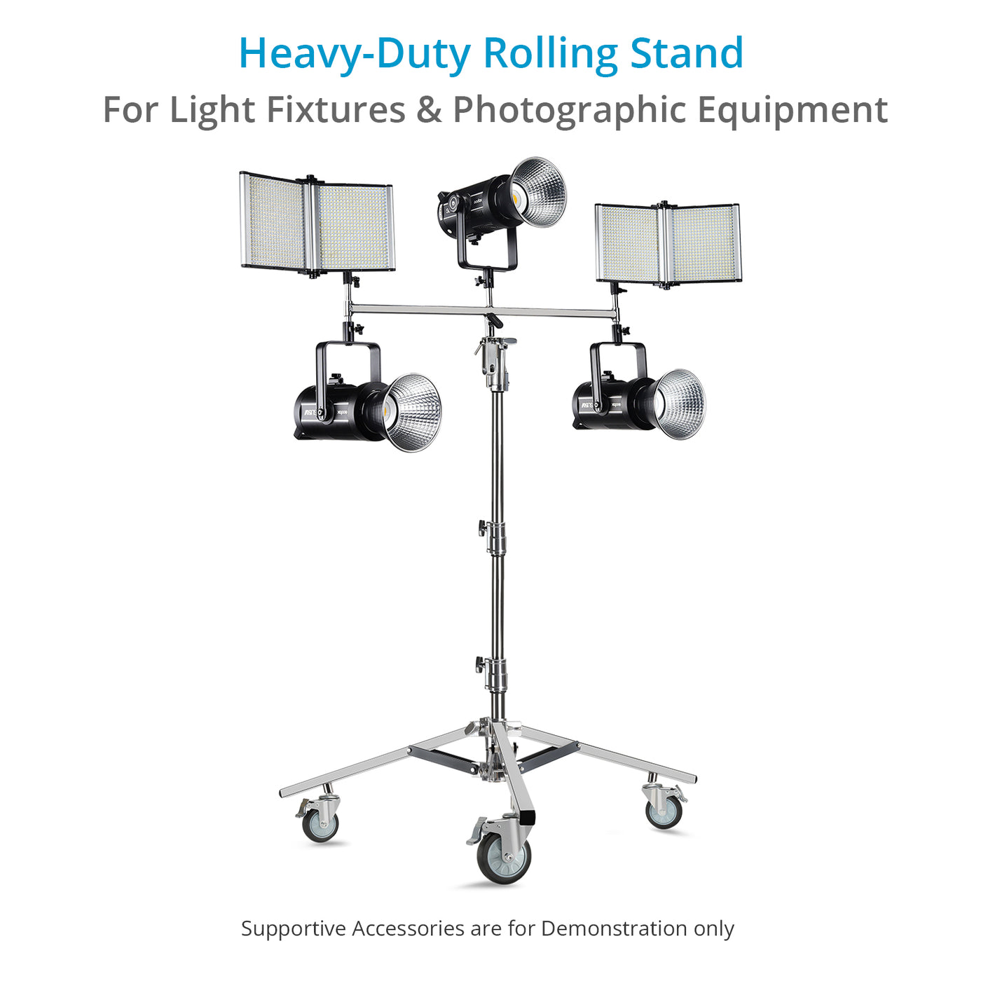 Proaim 6.2’ Low Ninja Double Riser Rolling Stand for Lighting Fixtures