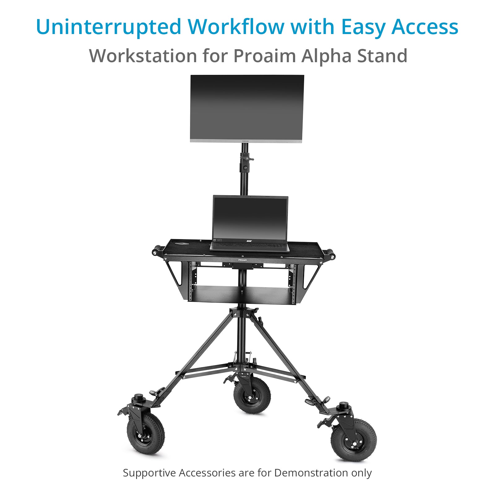 Proaim Workstation with 4U Rack for Proaim Alpha Stand | Clamping Range:  38mm to 50mm